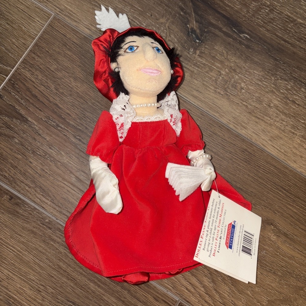 Creation Station Famous Be'an Collectible RARE Dolley Madison Plush Doll Pearls